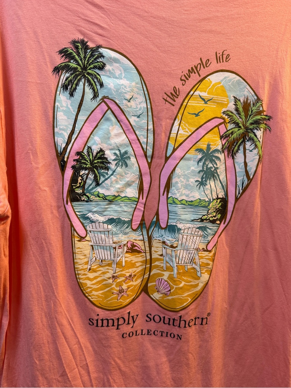 Simply Southern Pink Tropical Flip-Flop Beach Graphic Tee